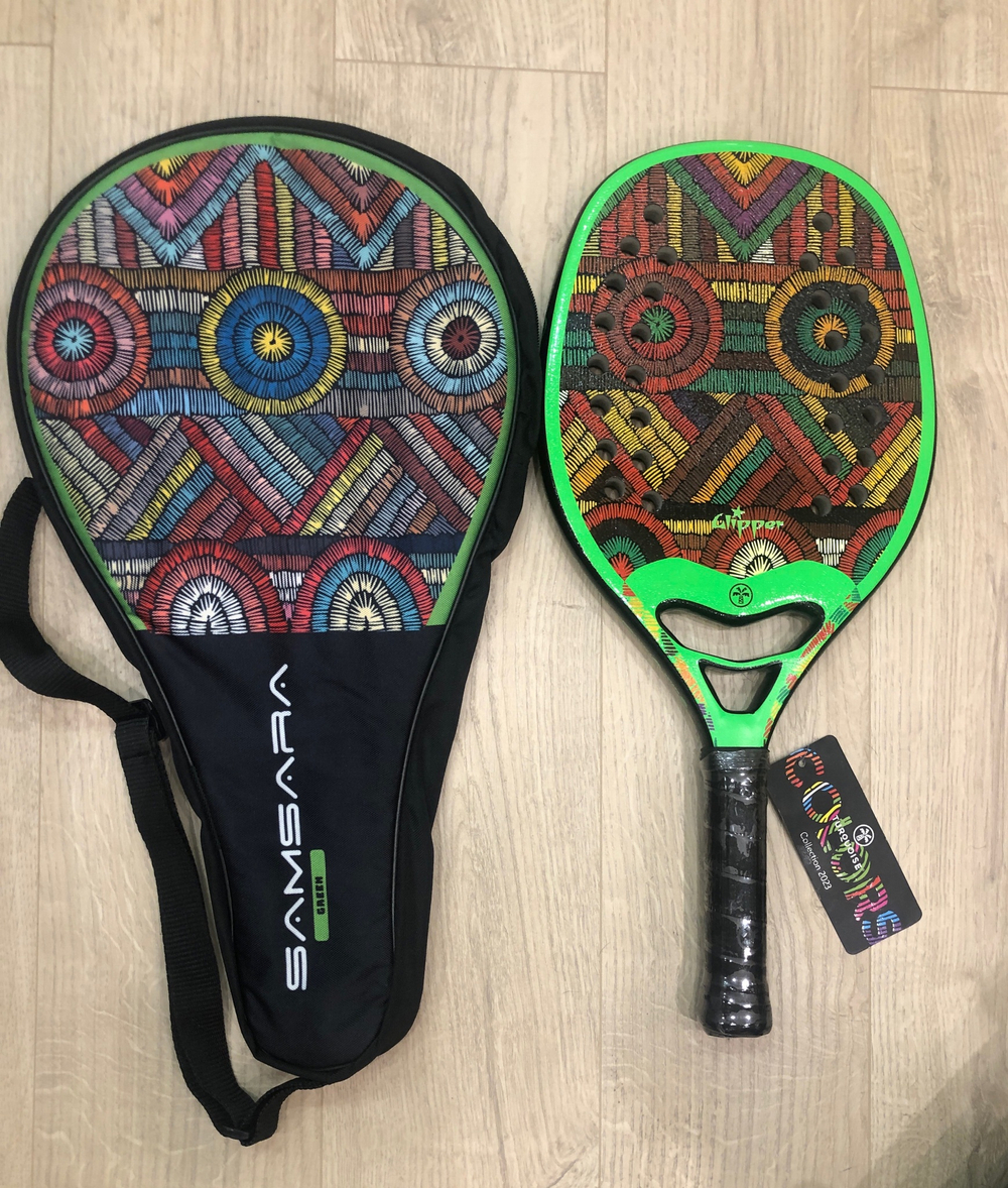 Новая восстановленная Ракетка Samsara 1.3 Green Turquoise с Итальянским нанесением "Glipper"