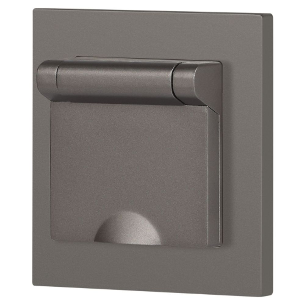 Розетка Intro Accent 6-203-09 с заземлением 2P+E Schuko с крышкой 16А-250В IP20 СУ AL/CU титан