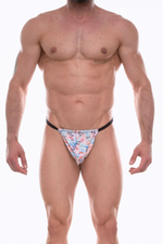 Мужские трусы-стринги с принтом в виде почтовых марок (Размер: S) (Цвет: разноцветный)