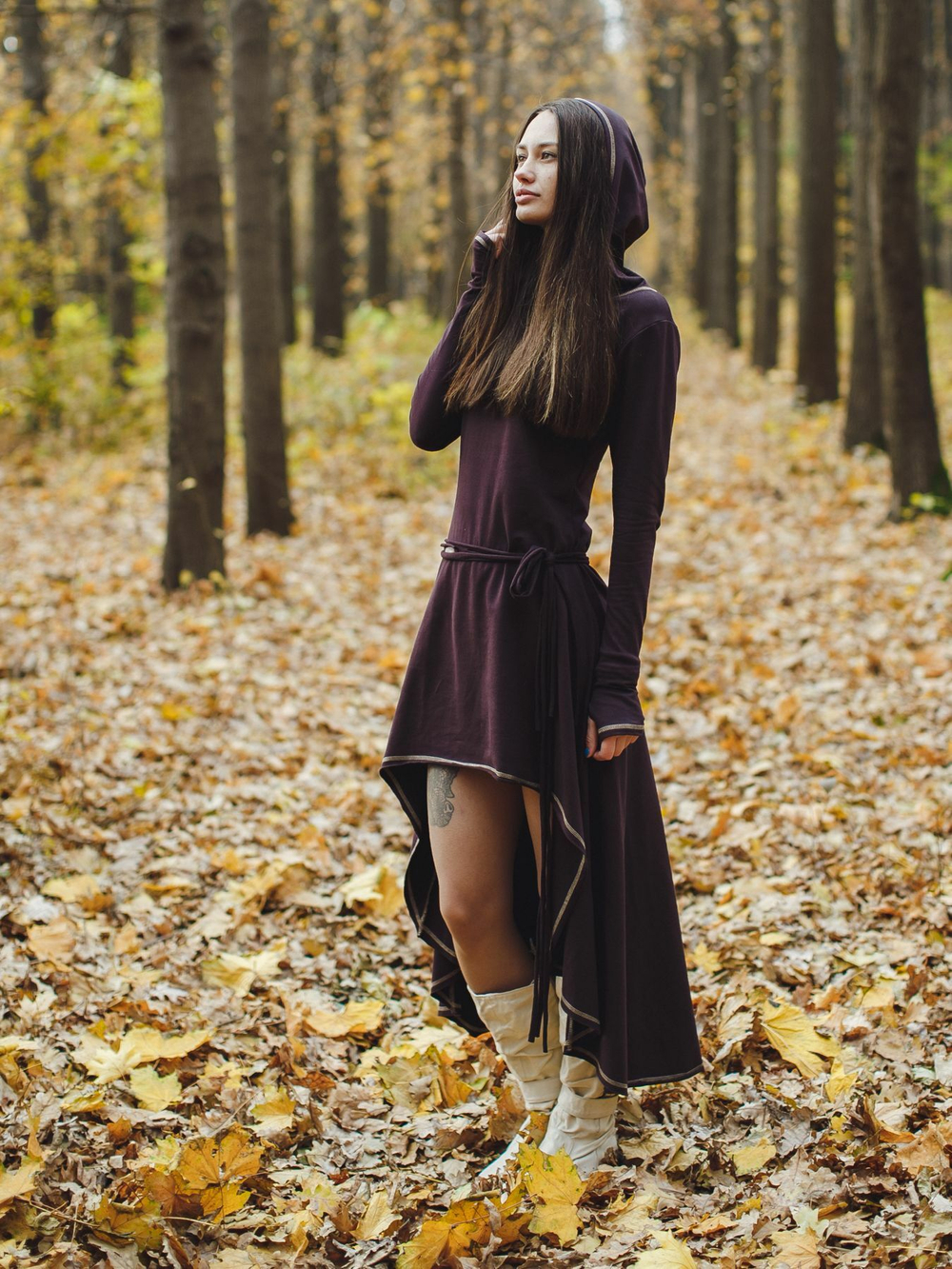 Платье с длинным рукавом (шоколад)