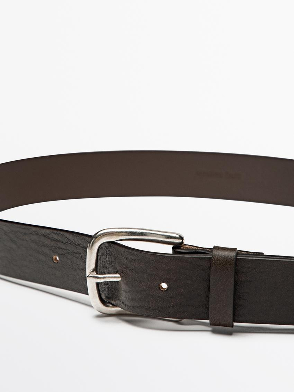 Massimo Dutti Ремень из кожи наппа, коричневый