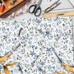Ткань кулирная гладь незамысловатые цветы с листьями