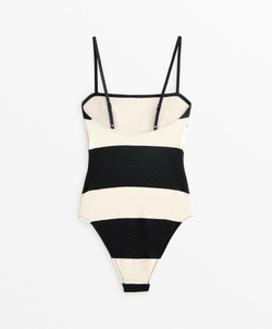 OYSHO Купальник-бандо из ткани пике, черный