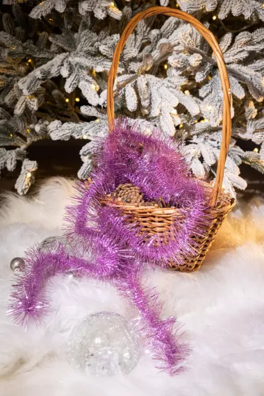 Мишура Винтажная д.75 мм., дл.2,7 м.,лиловый, КАЗ КОМ (М-128/лиловый)