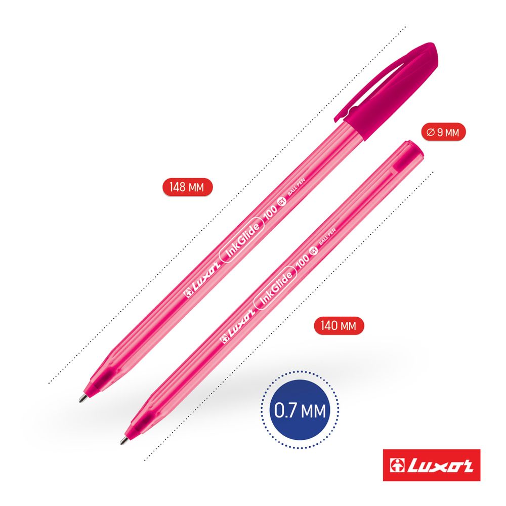 Набор шариковых ручек Luxor "InkGlide 100 Icy" синяя, 0,7мм, 3шт. + ПОДАРОК Ластик