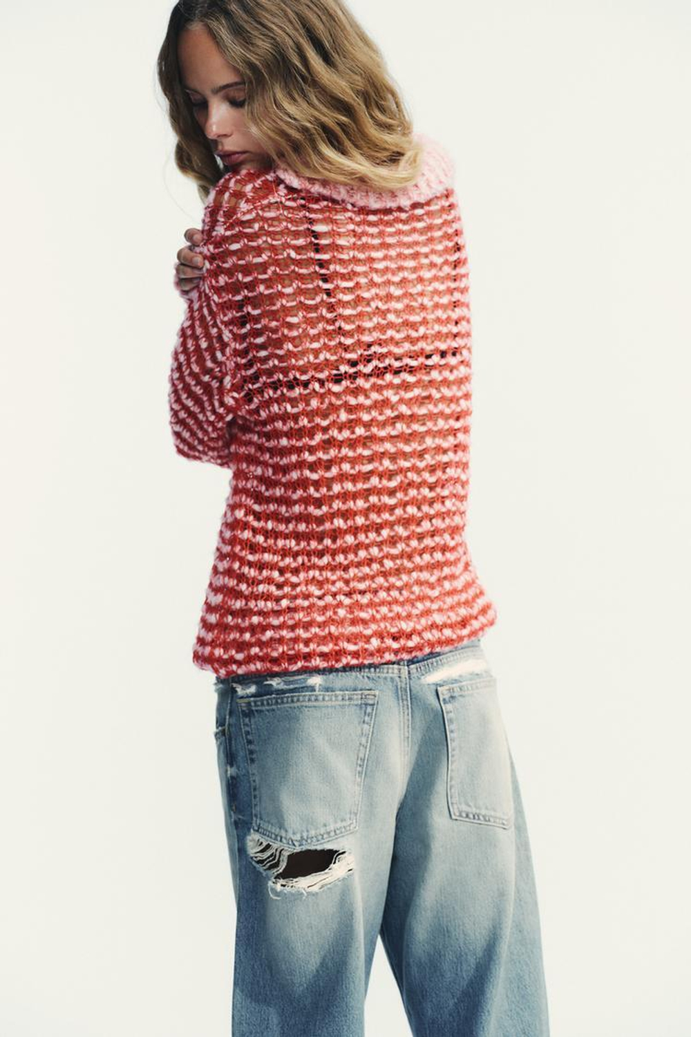 ZARA ТРИКОТАЖНЫЙ СВИТЕР ПОЛО, КРАСНЫЙ