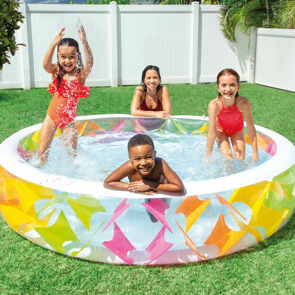 Бассейн надувной Intex 56494 Summer Joy 229х56 см / Круглый трехсекционный бассейн Летняя Радость Интекс для дачи и отдыха
