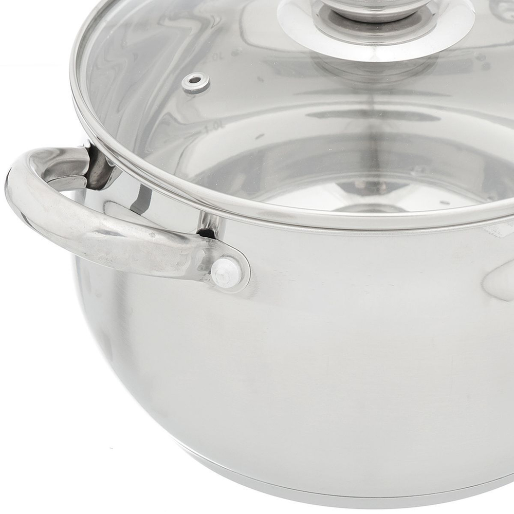 Набор посуды нерж, 7 пр, кастрюли 1.9,2.9,3.9 л, ковш 1.9 л, индукц, Daniks, Классика, SD-6-7