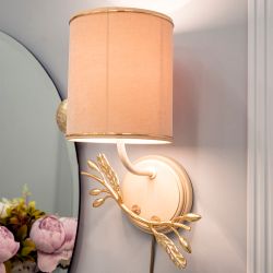 Бра настенный светильник Oliva Branch (Олива Бранч) Айвори левое Мраморное золото с абажуром Терра Беж-2