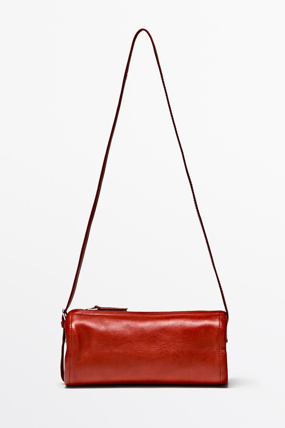 Massimo Dutti Сумка через плечо из кожи наппа, кораллово-красный