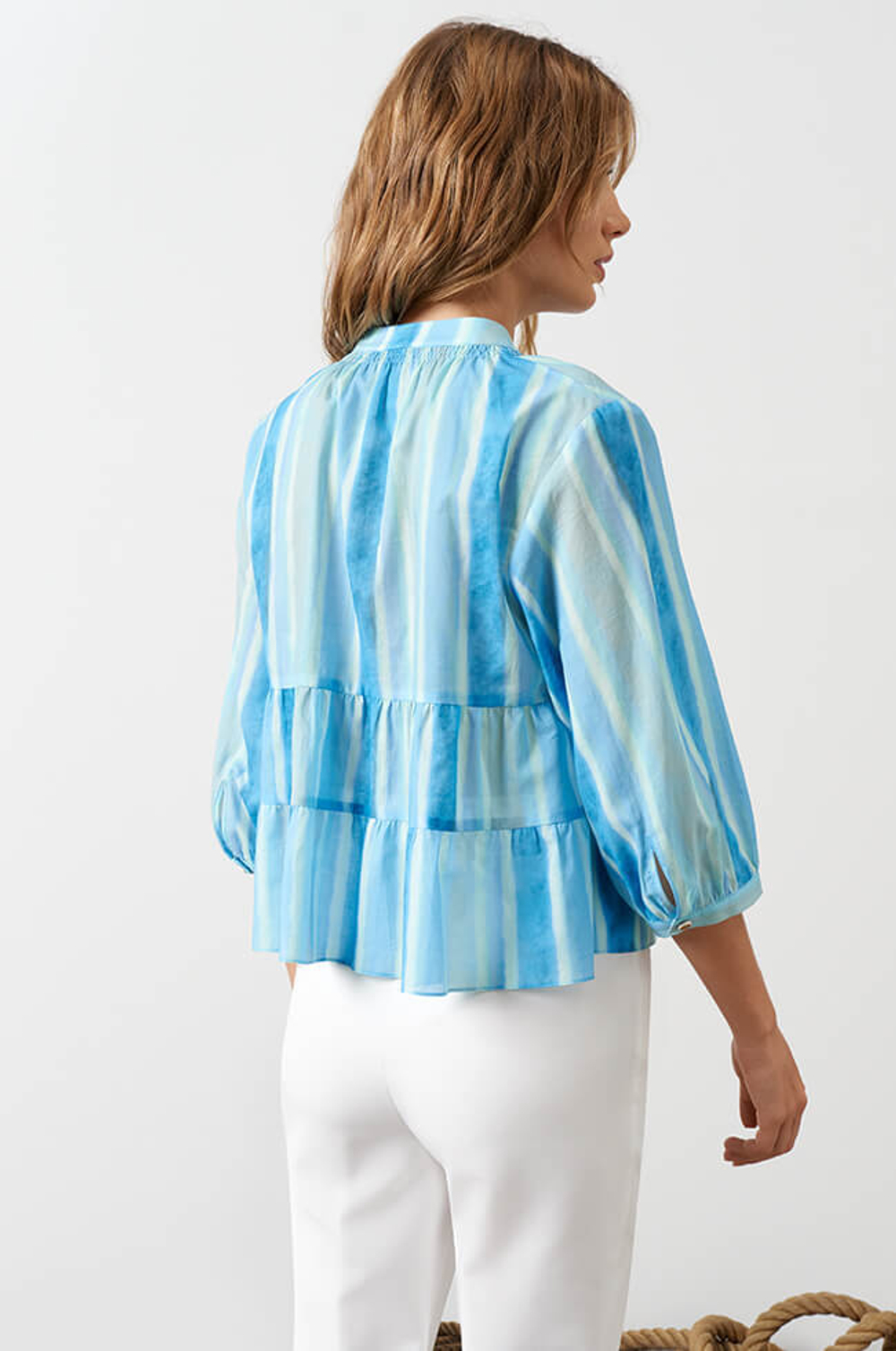 23047 Блузка женская (голубой принт)