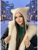 Шапка с ушками зимняя ангора вязаная