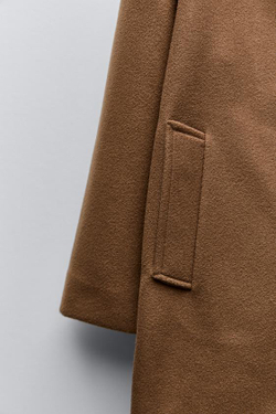 ZARA ДЛИННОЕ ПАЛЬТО, МЯГКИЙ КАШТАНОВЫЙ