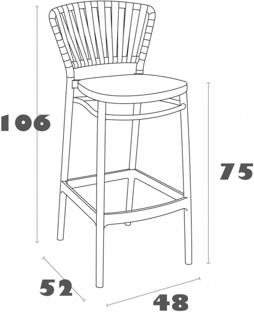 Стул пластиковый барный Siesta Contract Portofino, темно-серый