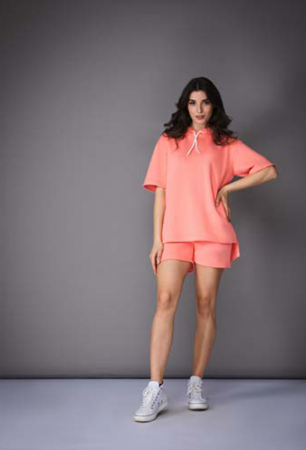 Спортивный костюм с шортами розовый 13-04-21 SS