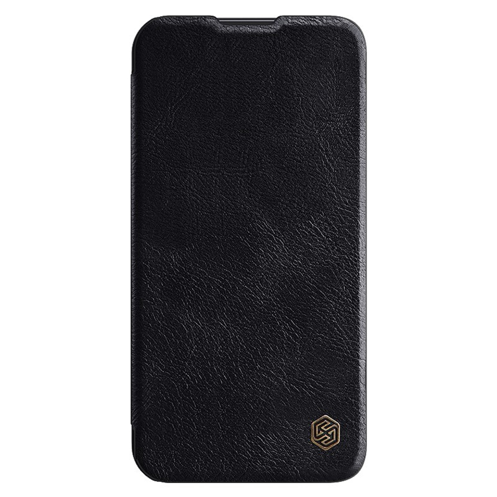 Кожаный черный чехол книжка от Nillkin для Samsung Galaxy S23, серия Qin Pro Leather с защитной шторкой для камеры