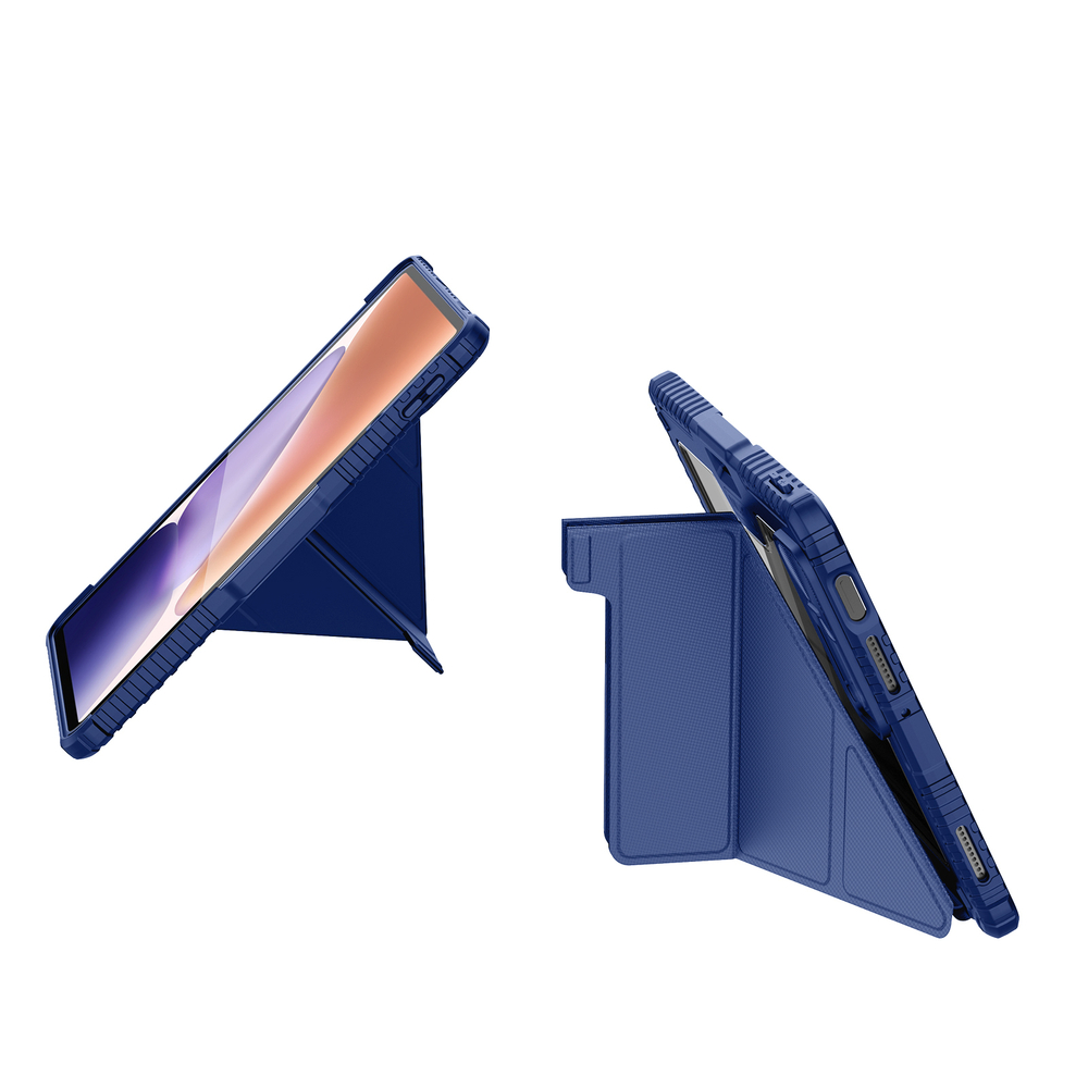 Чехол книжка синего цвета от Nillkin для Xiaomi Pad 7 и 7 Pro, серия Bumper Pro Case-Multi Angle Folding Style, многофункциональный складной стиль