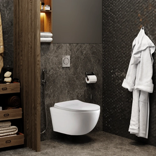 Унитаз ORLTER UF подвесной безободковый, сиденье дюропласт с микролифтом Ceruttispa CT10361 (485х365х360)