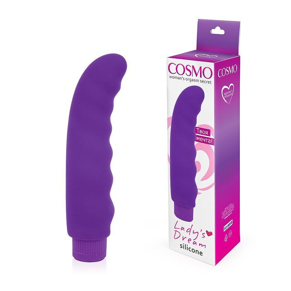 Фиолетовый изогнутый ребристый вибромассажер - 15 см. (Цвет: фиолетовый)