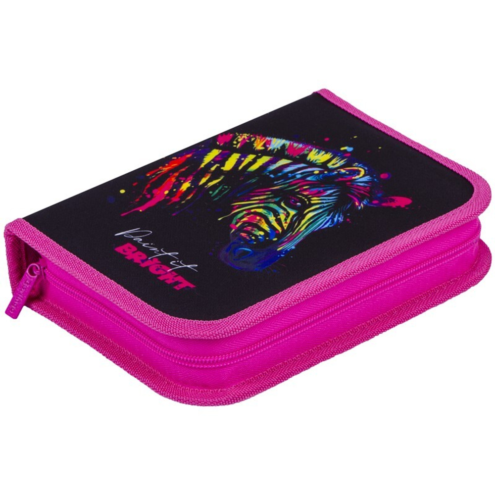 Пенал 1 отделение, 200*140*40 Berlingo "Neon Zebra", дополнительная откидная секция, полиэстер И