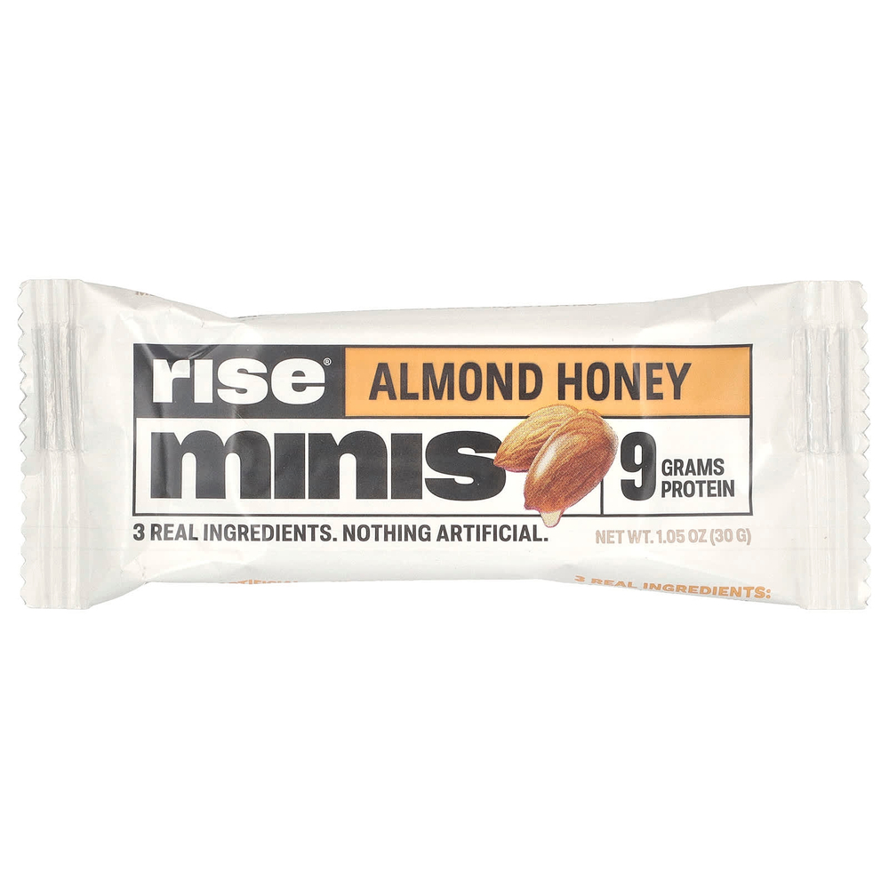 Rise Bar, Rise Minis, протеиновые мини-батончики, миндальный мед, 24 протеиновых батончика размером с порцию, 30 г (1,05 унции) каждый