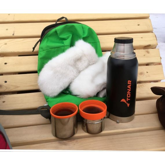 Термос TONAR 1000ML HS.TM-039  черный (2 крышки-кружки)