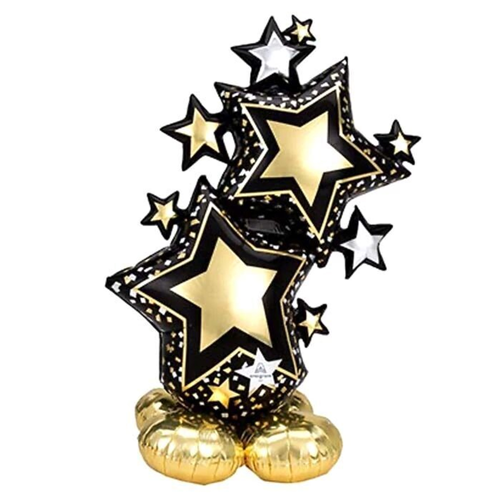 Шар фигура "Звезды черно-золотые" 149 см