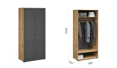 Система Лацио Сканди Шкаф 2д Вотан/Сканди графит (ручка чёрная)