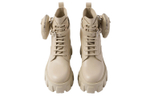 PRADA Monolith 55mm Pouch Ankle Boots Desert Beige Leather Women"s