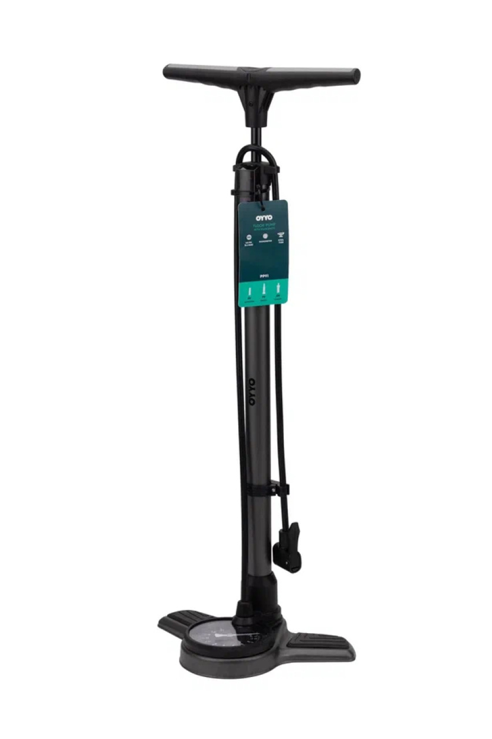 Насос OYYO напольный, PP91, сталь, манометр 100 мм, 32x610 мм (черный)