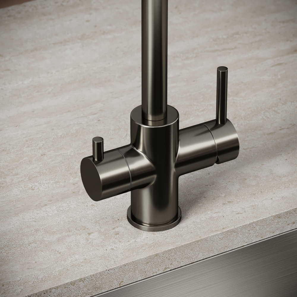 Смеситель для кухни Sancos Vela с краном для фильтра, вороненая сталь, SC4013GG