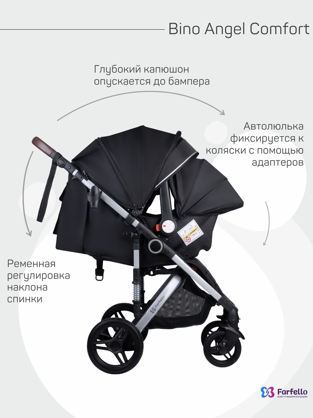 Коляска детская прогулочная Bino Angel Comfort черный Артикул: BAC-11