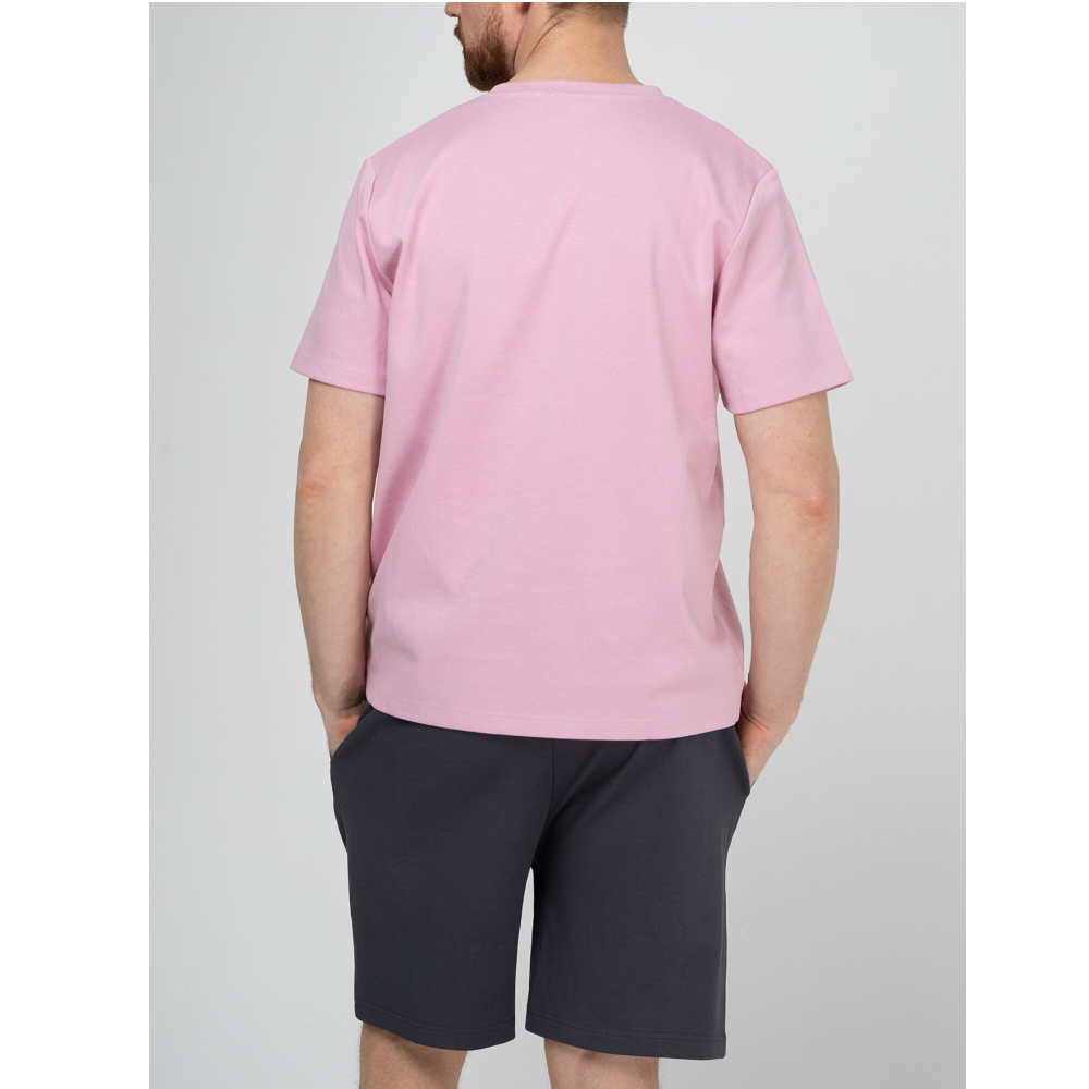 Мужская пижама (розовая футбока, серые шорты) Opium Sport&Home F-157