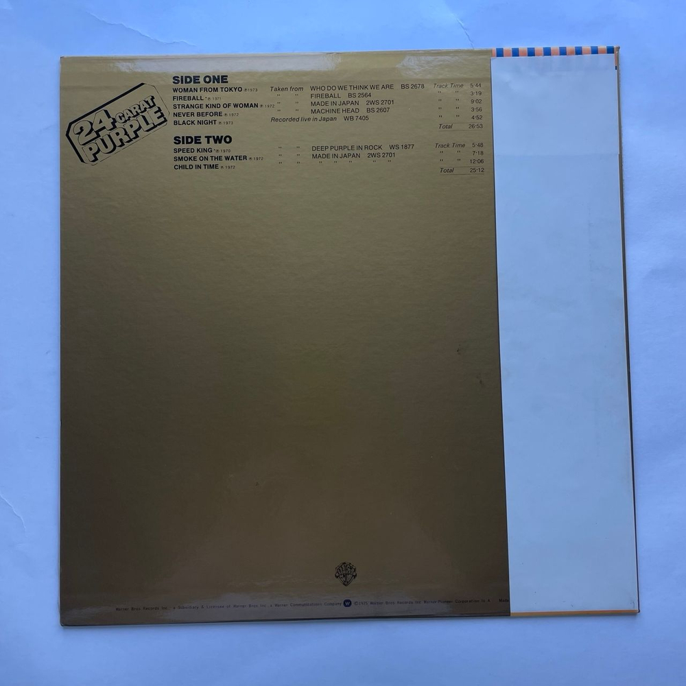 Винтажная виниловая пластинка LP Deep Purple 24 Carat Purple (Япония 1979) (Оби)