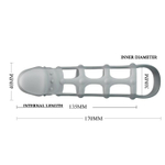 Серая силиконовая насадка на пенис с рельефом и подхватом - 17 см.