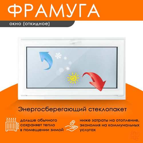 Пластиковое окно 800 х 900 фрамуга (форточка) ТермА Эко + Москитная сетка