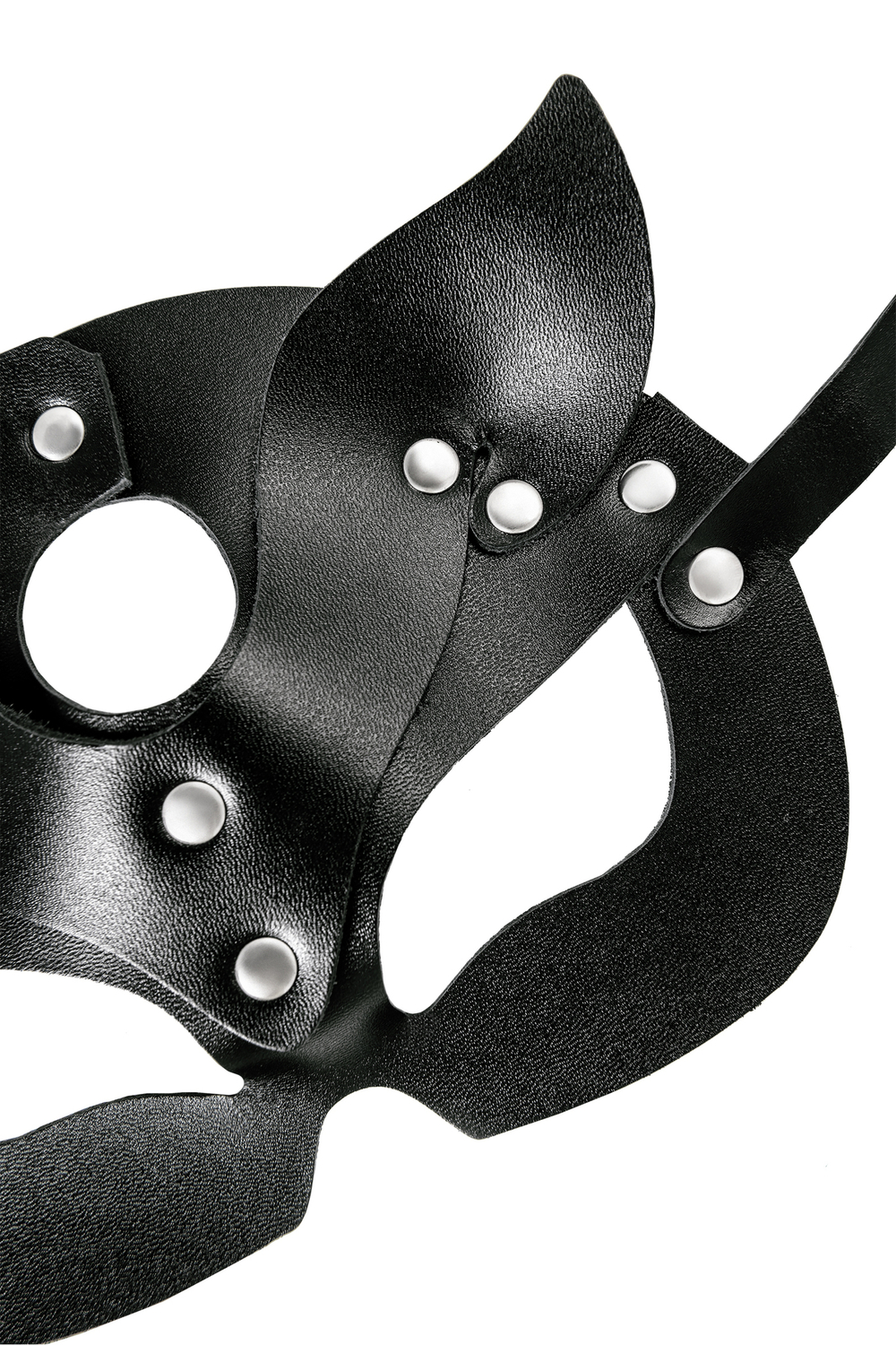 Маска кошки рельефная натуральная кожа чёрная