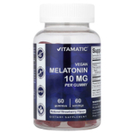 Vitamatic, веганские жевательные таблетки с мелатонином, со вкусом натуральной клубники, 10 мг, 60 жевательных таблеток