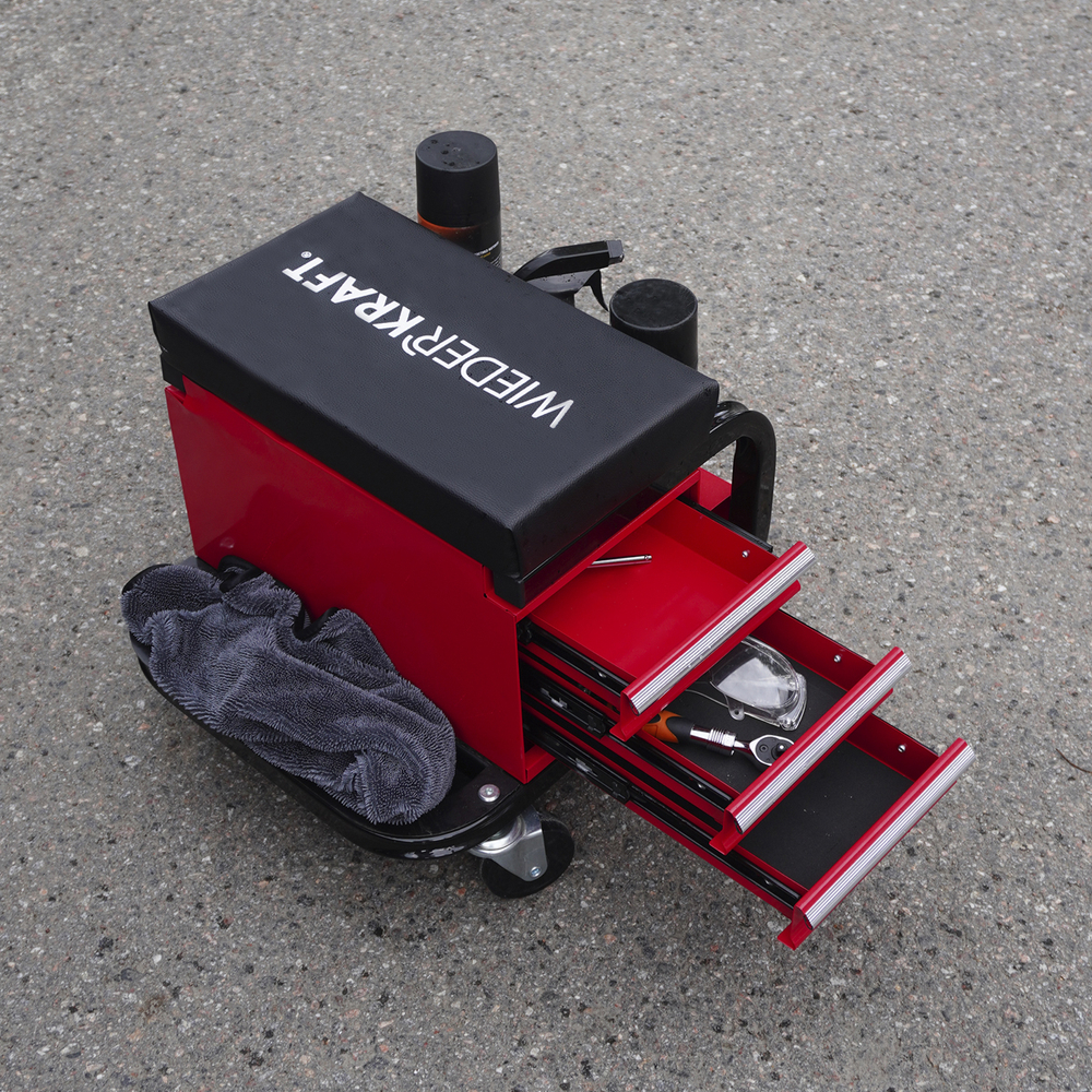 WDK-86032 Табурет механика с 3 инструментальными ящиками, г/п 110 кг