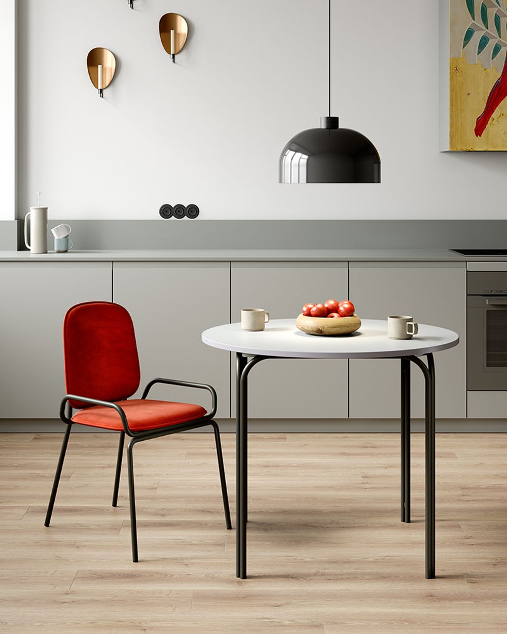 Стол обеденный Ror, Ø90 см, черный/серый