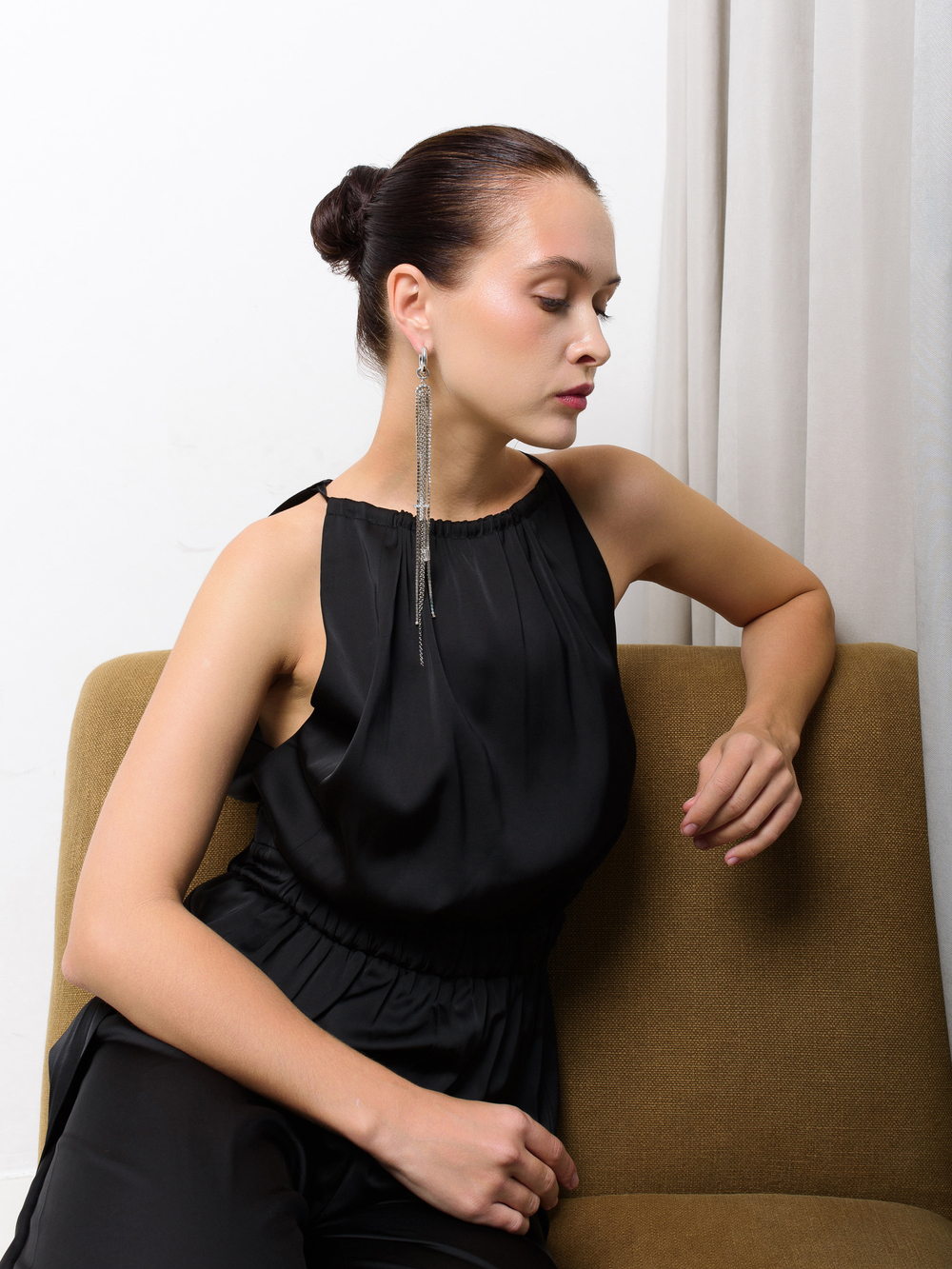 Моносерьга "White soul cross"