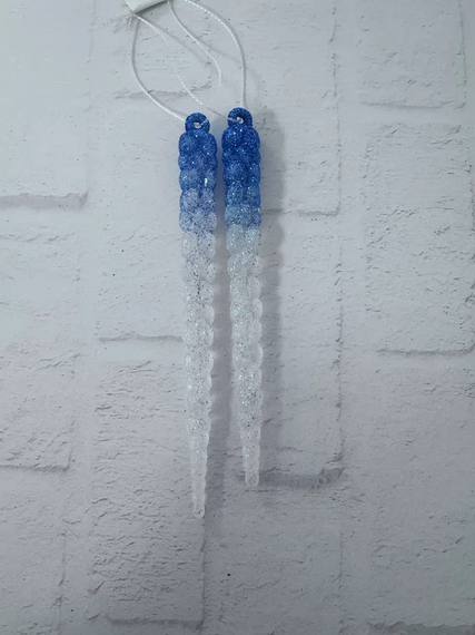 Набор акриловых сосулек Кристальный дуэт 15 см., 2 шт., бело-голубой, Christmas DeLuxe (13097)