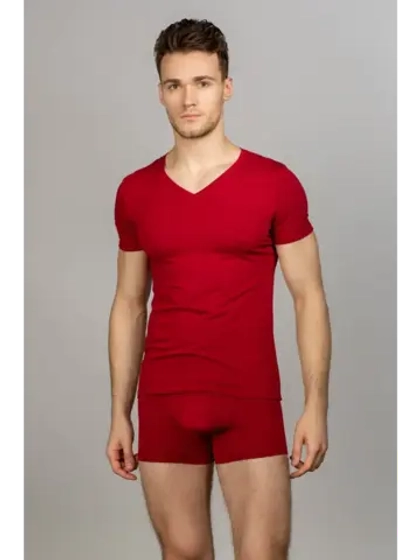 Футболка V-вырез однотонная облегающая