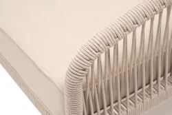 "Канны" диван модульный плетеный из роупа, каркас алюминий белый, роуп бежевый круглый, ткань бежевая 15052