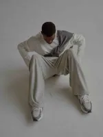 Брюки One Two Baggy Trousers Logo Melange серые