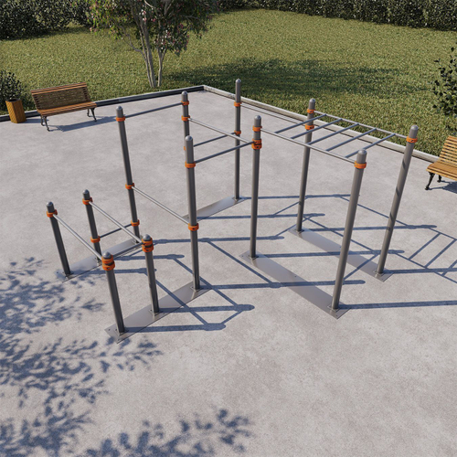 Мобильный спортивный комплекс с рукоходом, турниками и брусьями СВС-104