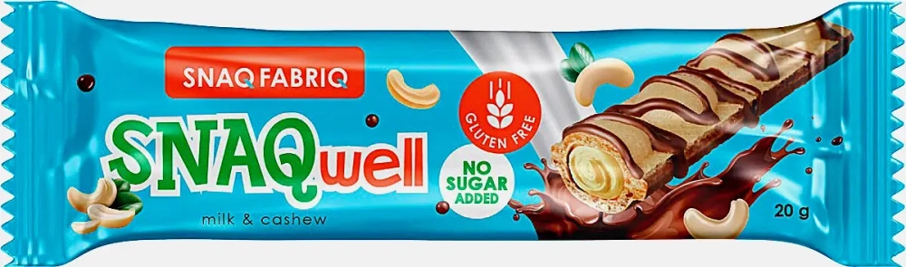 Батончик Snaq Fabriq глазированный вафельный с молочно-ореховой пастой 20г