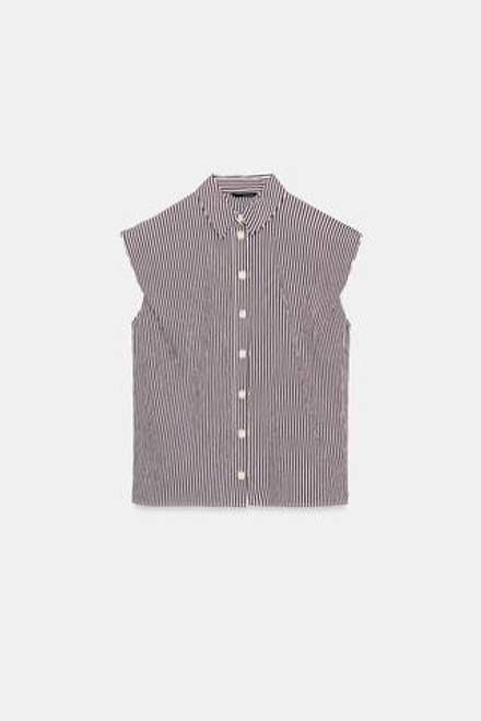 ZARA РУБАШКА С ОБЪЕМНЫМИ РУКАВАМИ, ПОЛОСКИ