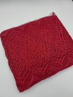 Вышивка на сетке темно-красная с блеском К765