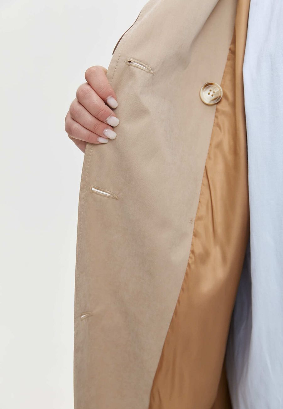 Тренч с контрастными вставками, бежевый